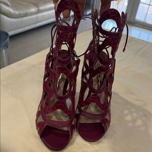 Sophia Webster Burgundy Cutout Heels